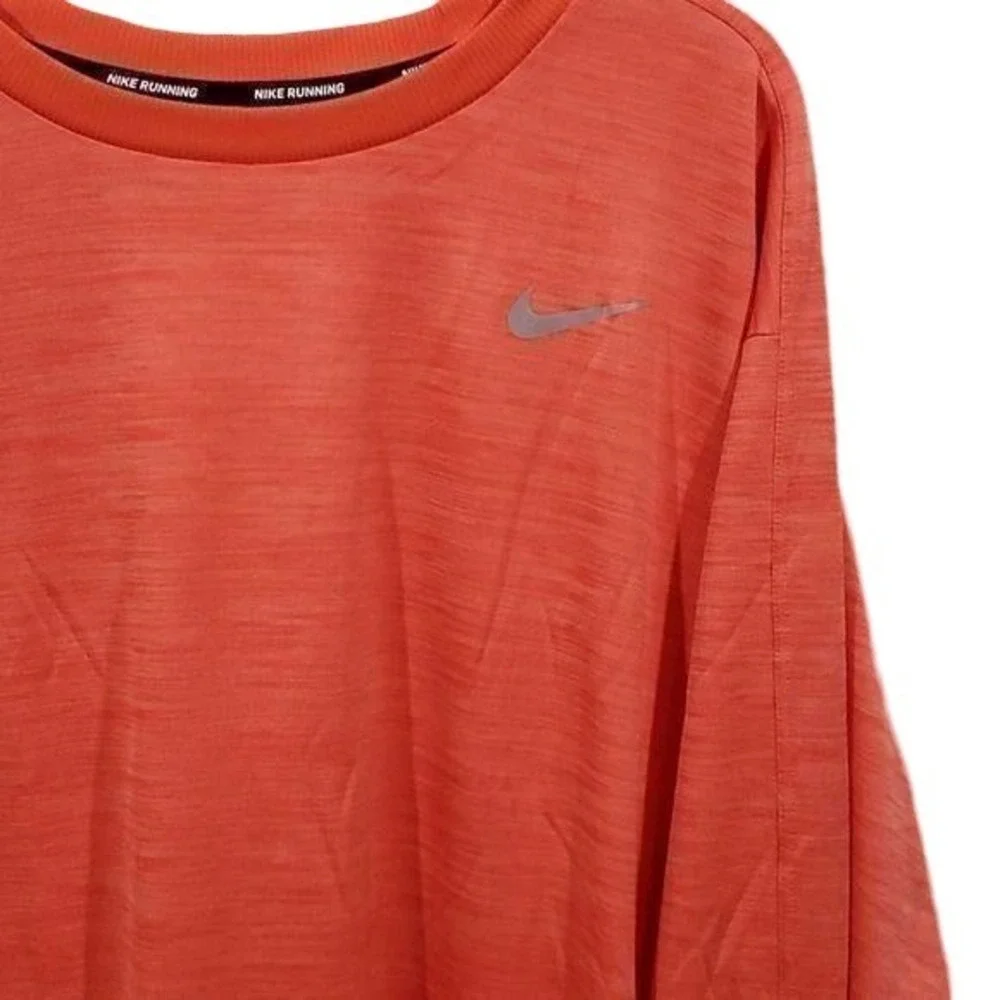 Nike Dri Fit‎ Long Sleeve Running Shirt Women Coral Orange Athletic Top